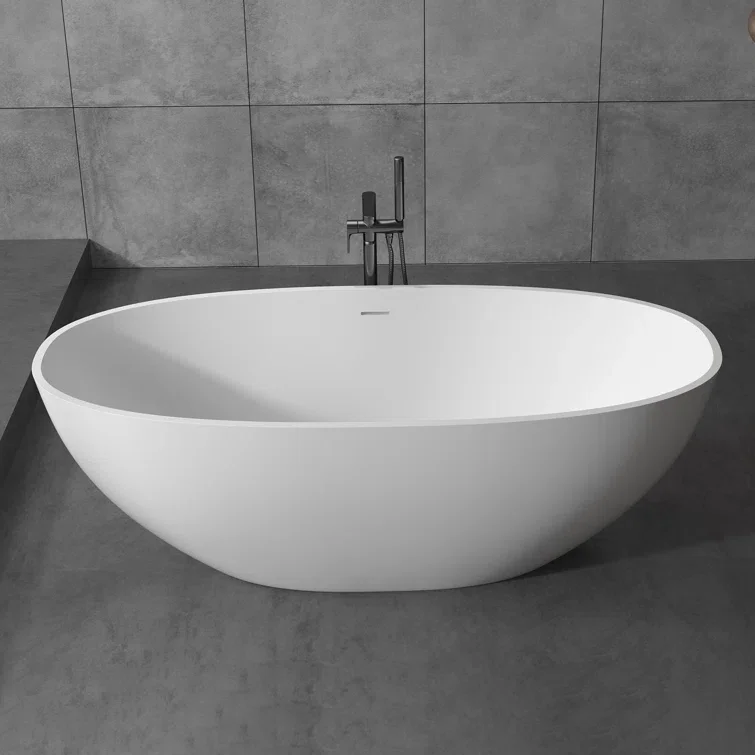 Solid Surface  Freestanding matte white Bathtub for Luxury hotel