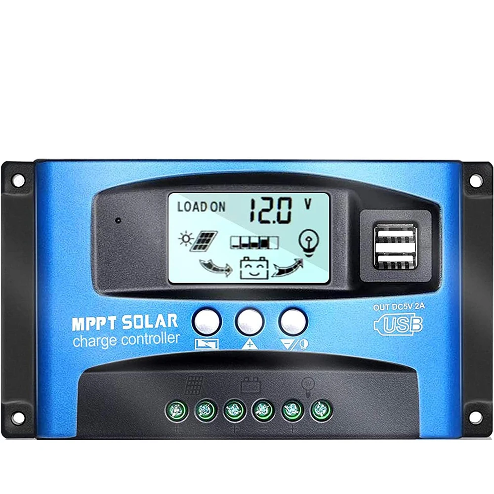 Контроллер заряда солнечной батареи MPPT а 60 А 40 двойной USB ЖК-дисплей 12 В 24 регулятор панели с нагрузкой