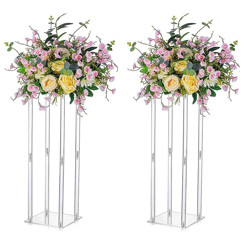 Custom Clear Acrylic Wedding Table Centerpiece Flower Stand Column Backdrop Display Rack Wedding Decoration Acrylic Flower Stand
