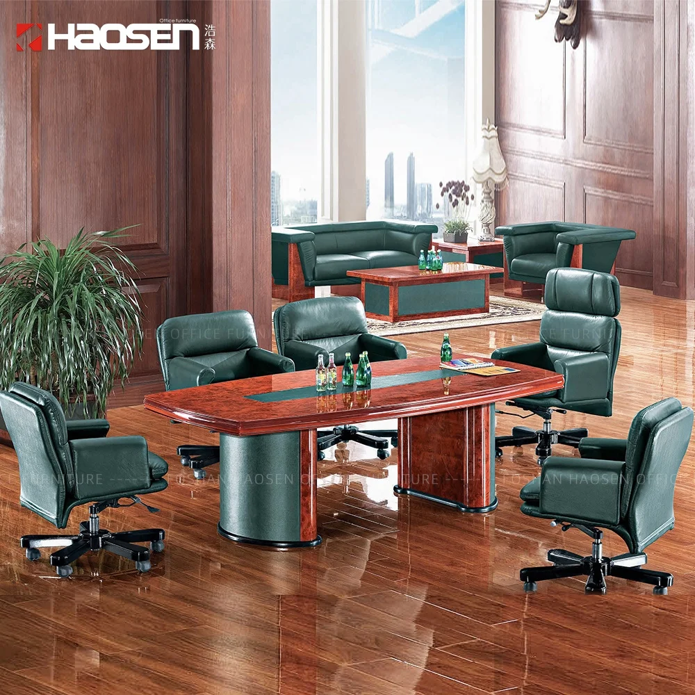 Простая классическая деревянная современная кожаная офисная мебель 6836C, столы для конференций, стол для встреч