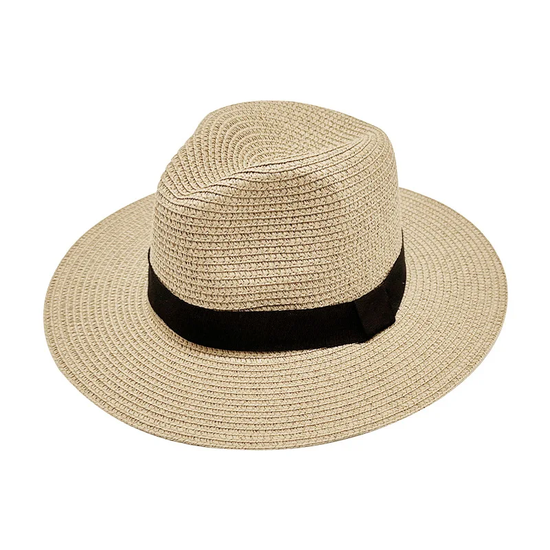 Large Brim Foldable Floppy Straw Hat Kids Size Square Buckle Outdoor Breathable Sunshade Summer Panama Cowboy Fedora Adults