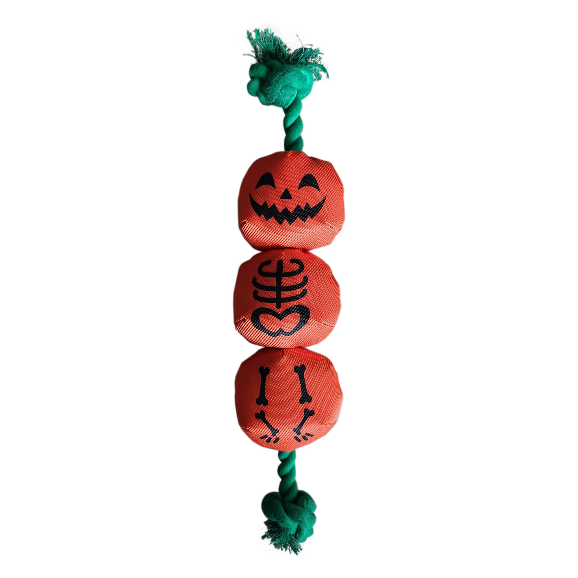 Custom Cute pet dog toy stuffed pumpkin with rope soft plush squeak chew dog toy pumpkin for dog halloween gifts