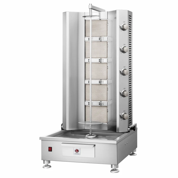 Professional Heavy-Duty 5-Burner Gas Shawarma Machine Durable Stainless Steel with Brushed Surface Hot Sale in Middle East