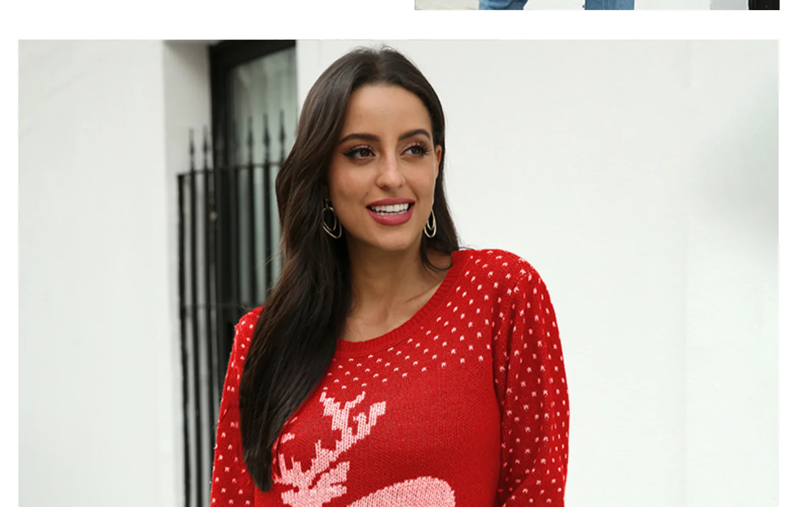 Autumn winter snowflake fawn jacquard Christmas knit women sweater sets winter sweaters women tops