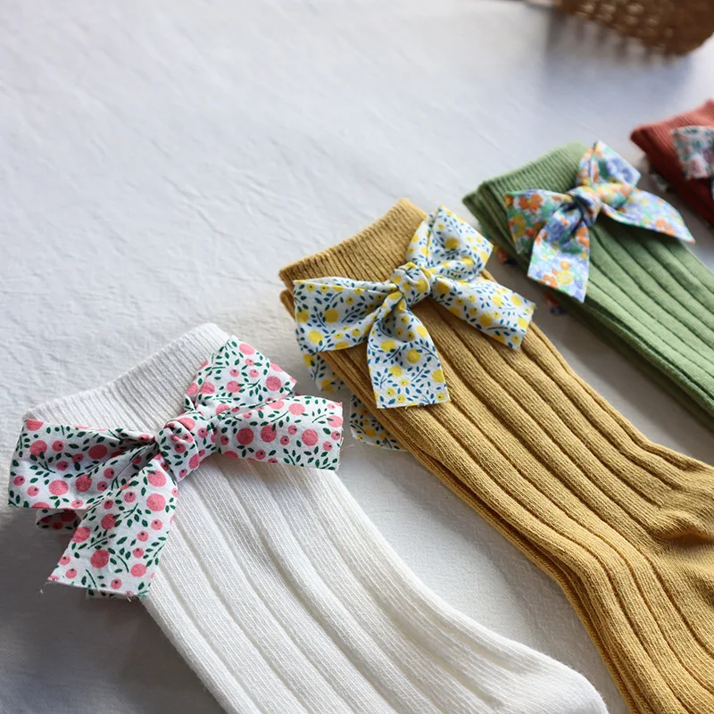 
Lovely Bowknot Baby Girl Socks For Newborn Soft Knitted Baby Socks Infant Toddler Ankle Long Socks 