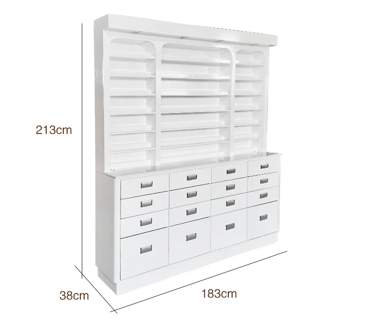 Custom Salon Furniture White Nail Polish Cabinet Display Rack With Drawers