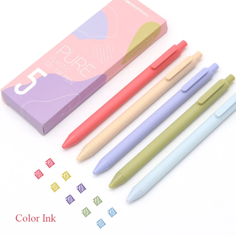 Hot selling 5pcs/box Multi Colored Gel Pens Retractable 0.5mm Smooth
