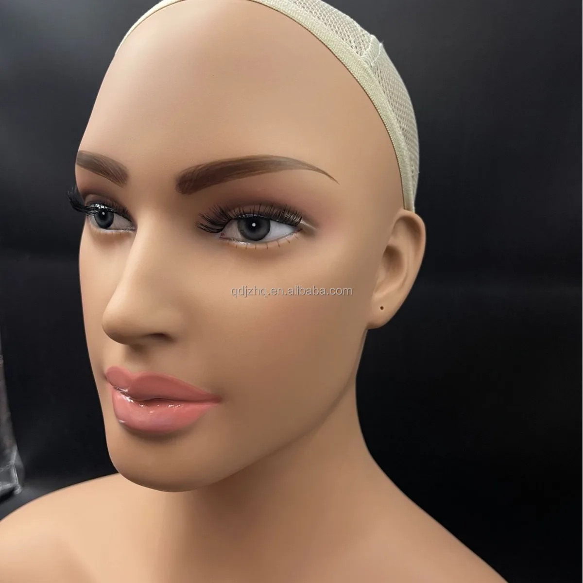 Wholesale African Makeup Black Female  PVC Realistic Mannequins Head With Shoulders Bust For Wigs Display