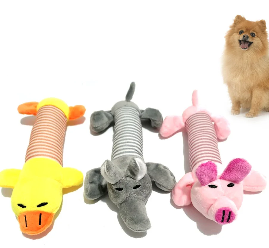 Pet sleeping plush toys funny cute dog toys with squeaker duck pig elephant dog toy