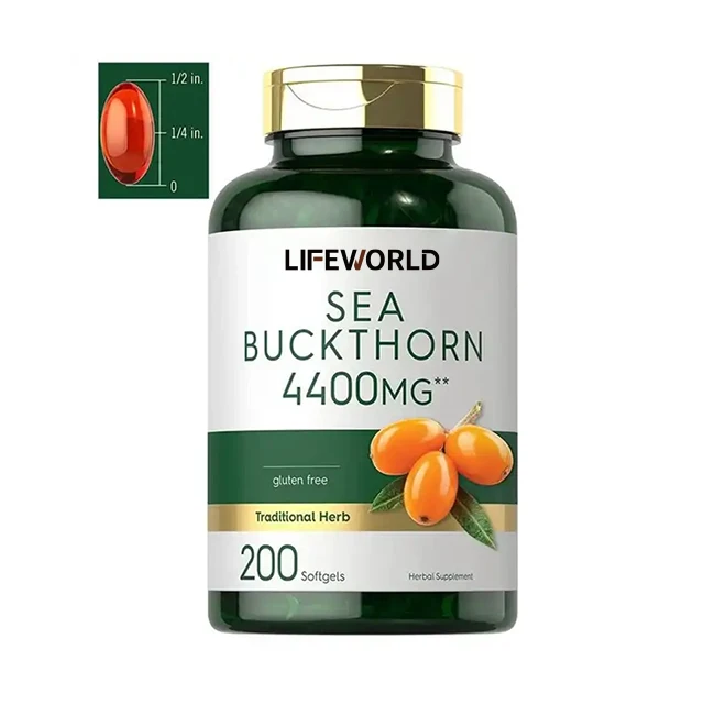 Hot Sale Private Label Skin Care 500mg Omega 7 Complete Sea Buckthorn Oil Berry Blend Sea buckthorn oil capsules