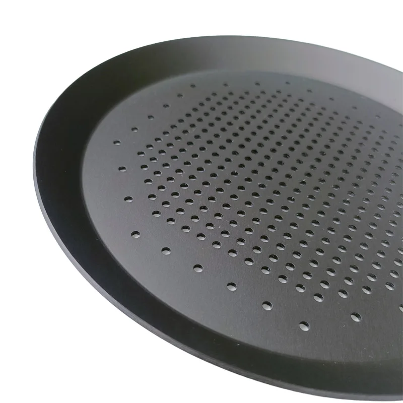 7.5 Inch Round Pizza Baking Tray Anodized Hard Film Aluminum Perforated Pan