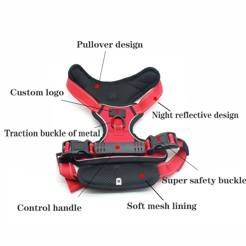 Manufacturers Direct Design Mesh Breathable Reflective Design Adjustable Chest Strap Explosion Proof Vest Nylon Dog Harness