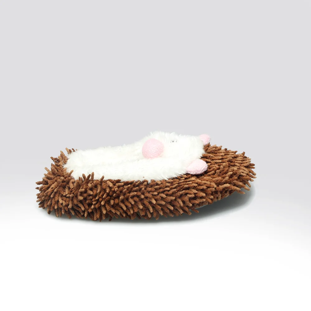 Cute kids cartoon warm animal little hedgehog dotted fabric indoor floor slippers toddler baby slipper