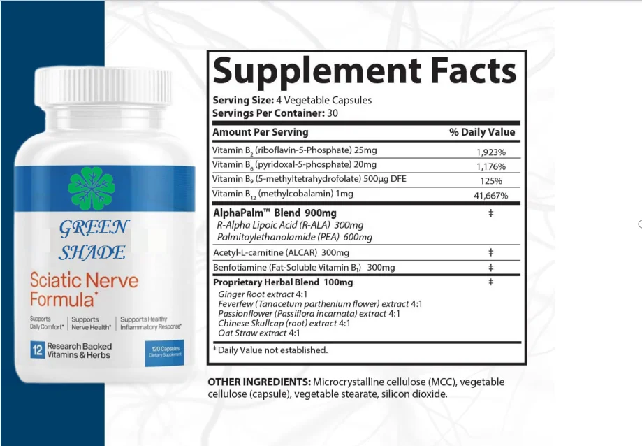 OEM effective sciatic health support supplements include Alpha Palm, pea, vitamin B complex, alpha-lipoic acid capsules