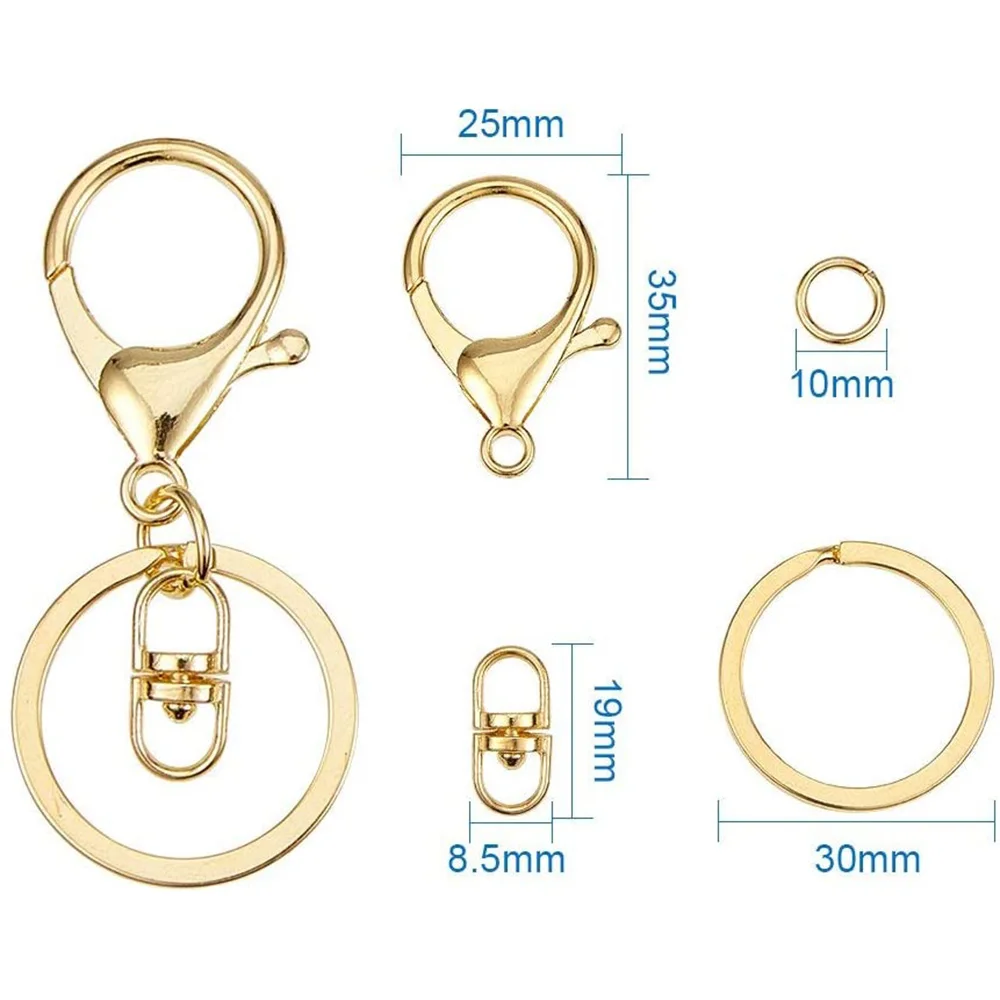 Lobster Claw Clasp Keychain Swivel Clasps Hook Metal Key Ring Loop Key With Flat Split Rings Jewelry Keychains Diy Crafts Making