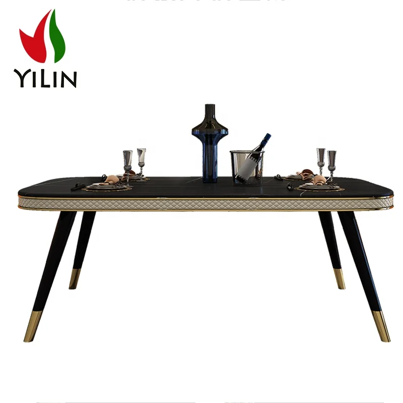 Wholesale Italian Modern Simple Style Luxury Marble Table Top Rectangle Household Dining Table set