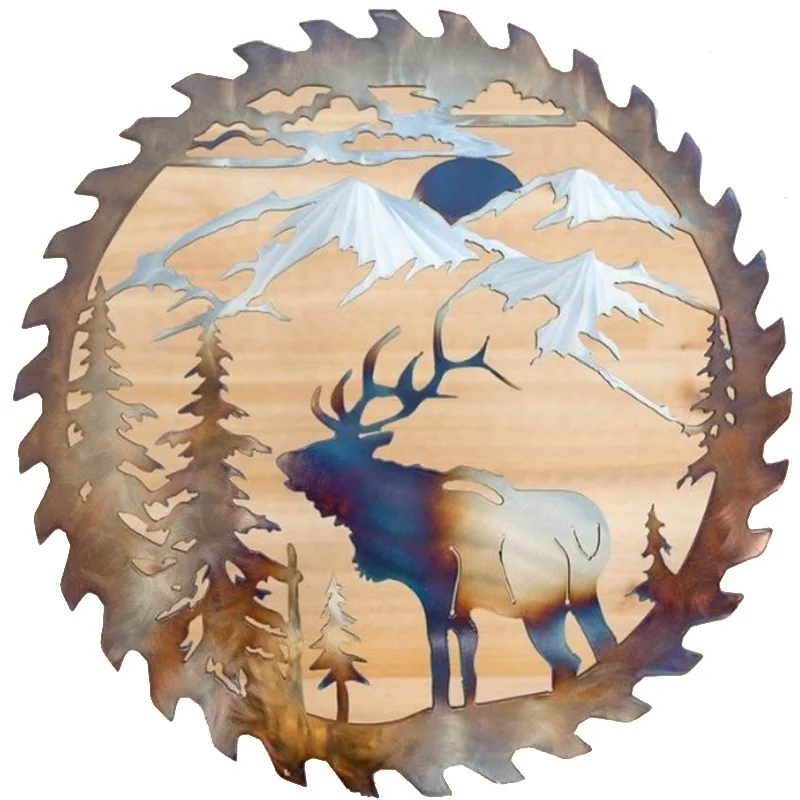 Metal Wall Art Sign Deer Animal Decorative Wall hanging for Rustic Home Garage