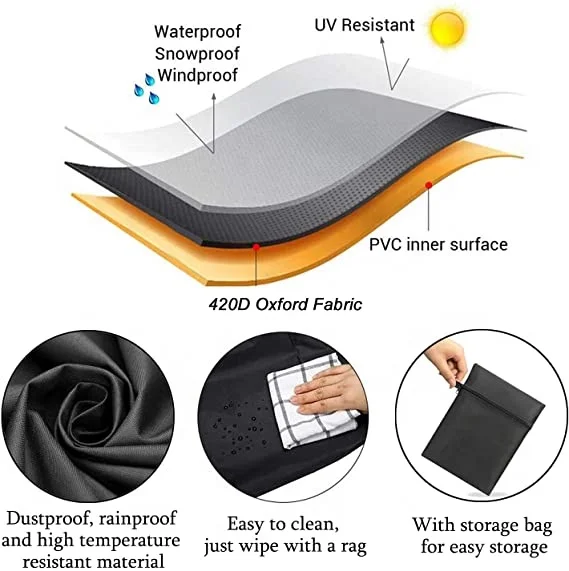 Factory Wholesale Garden Waterproof Grill Cover Heavy Duty 600D Oxford Fabric UV Resistant BBQ Cover Griddle Grill Cover