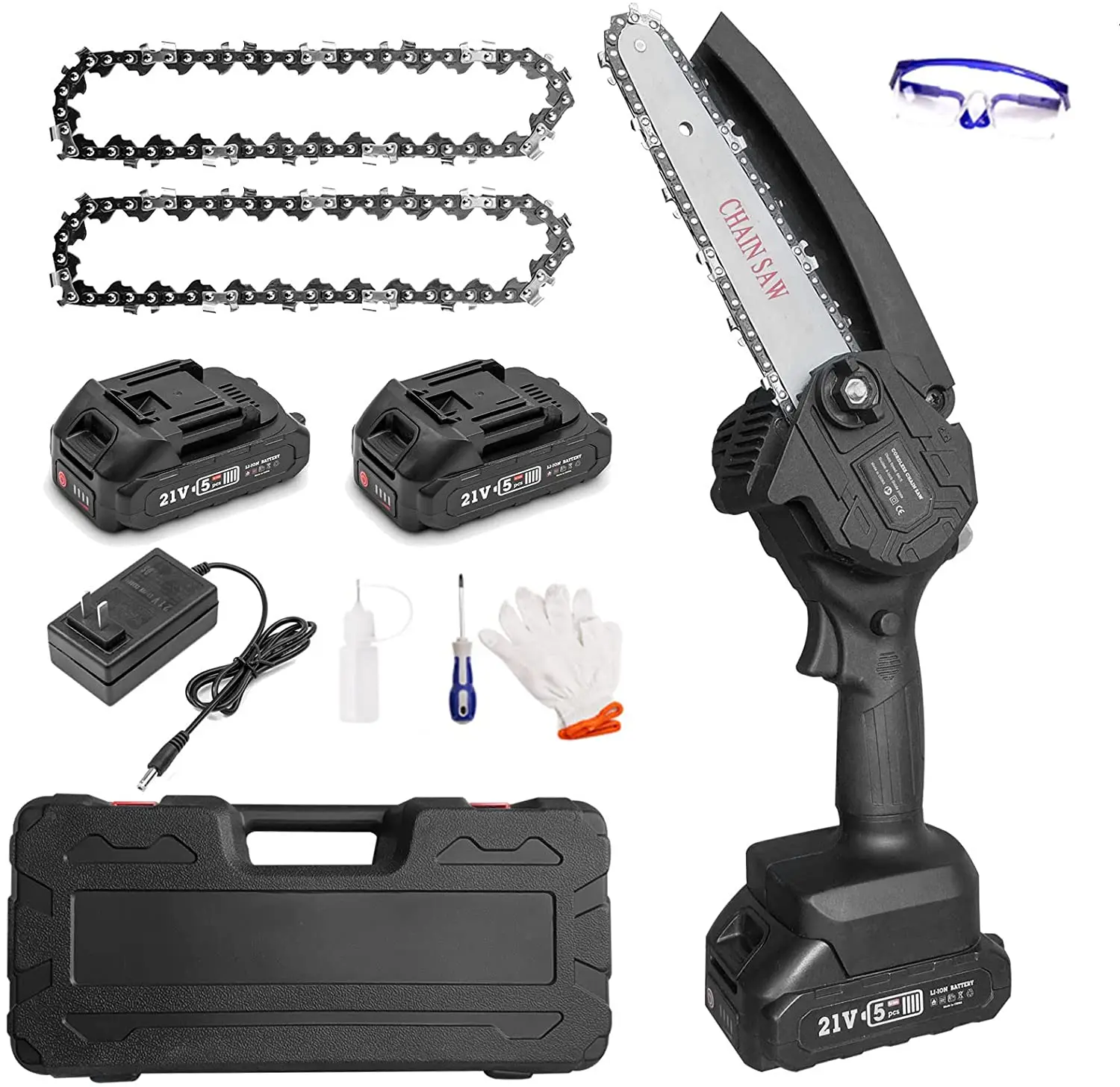 New Arrival Upgraded 6-inch Cordless Battery Chainsaw with Oil Pump Garden Pruner Household Mini Chainsaw Battery Power Saw