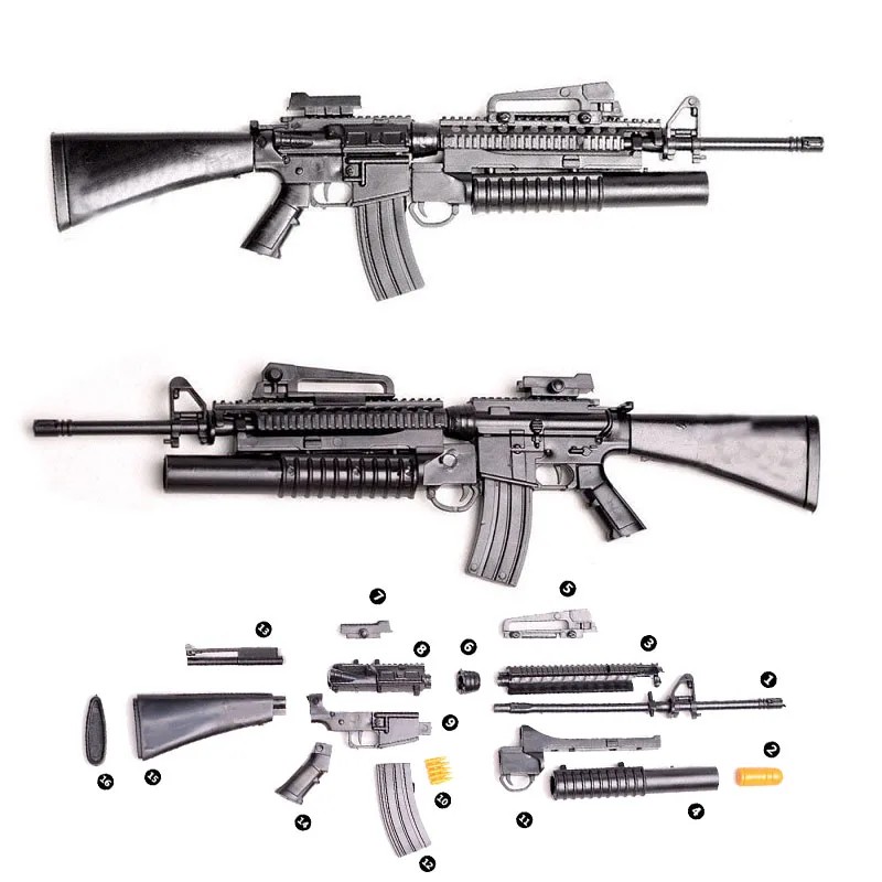 1/6 Scale M16A4  Rifle Gun Assemble Model Toys Puzzles Building Bricks Toy Model  For Action Figure