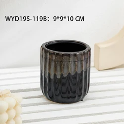 Classic wholesale cheap unique shape frosted matte black empty candle jars ceramic candle vessels
