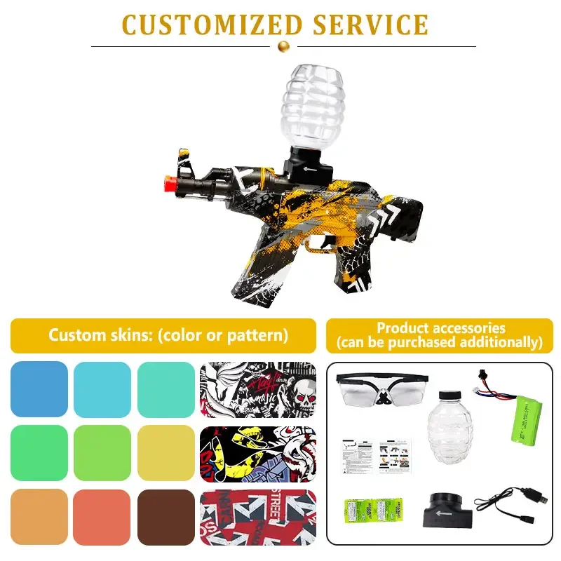 Multiple styles and colors Blaster guns Electric AKM47 splatter ball Water gel Beads toy guns