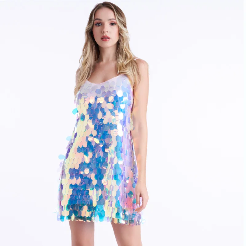 2024 New Arrival Girl Latin Dance Dress Adult Performance Sequins Strap Dress Women Evening Party Dress