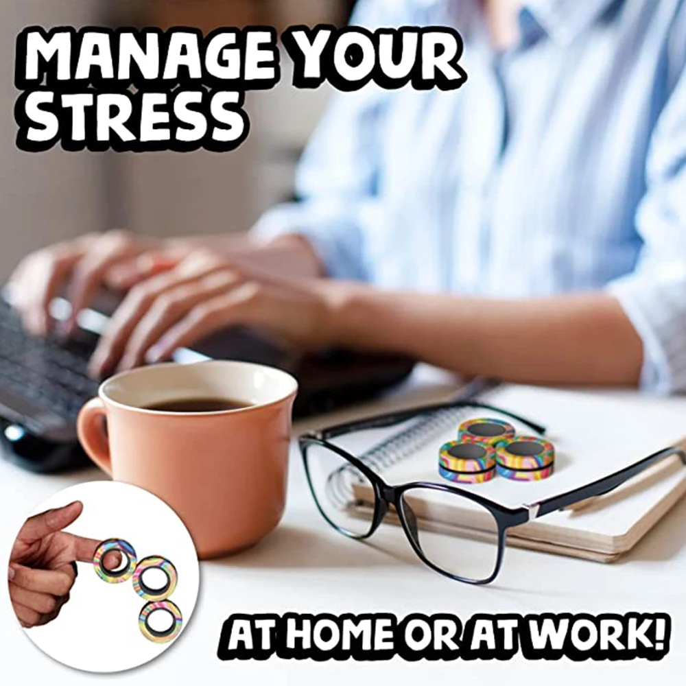 Stress Relief Magnetic Rings Camouflage Glow In Dark Spinner Fidget Rings Toys for Adult Kids