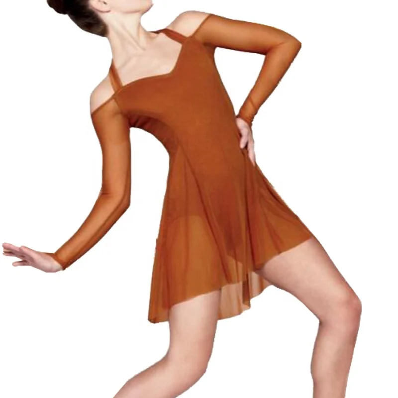 MiDee 2023 New Elegant Lyrical Mesh Dress Halter Neck Dance Leotards Girl Child Dance Wear Woman Short Dance Dresses for Women