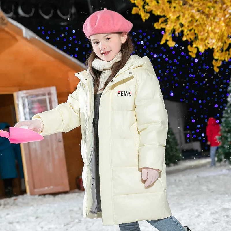 Children Down Coat Hooded Kid Winter Jacket Long Style Puffer Jacket
