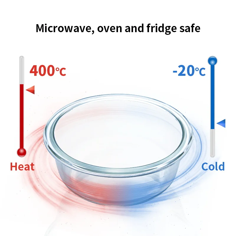 Manufacturer Lunch Tempered Airtight Camping Travel High Borosilicate Glass Serving Salad Storage Bowl with Lock For Kitchen