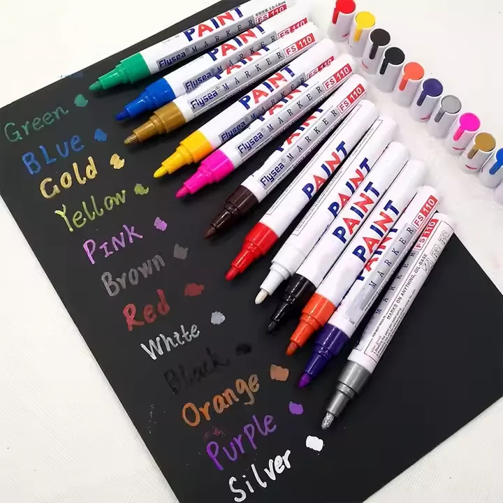 XYWhite Paint Marker Colour Paint Repair Pen Waterproof No Colour Loss Tyre Marker Black