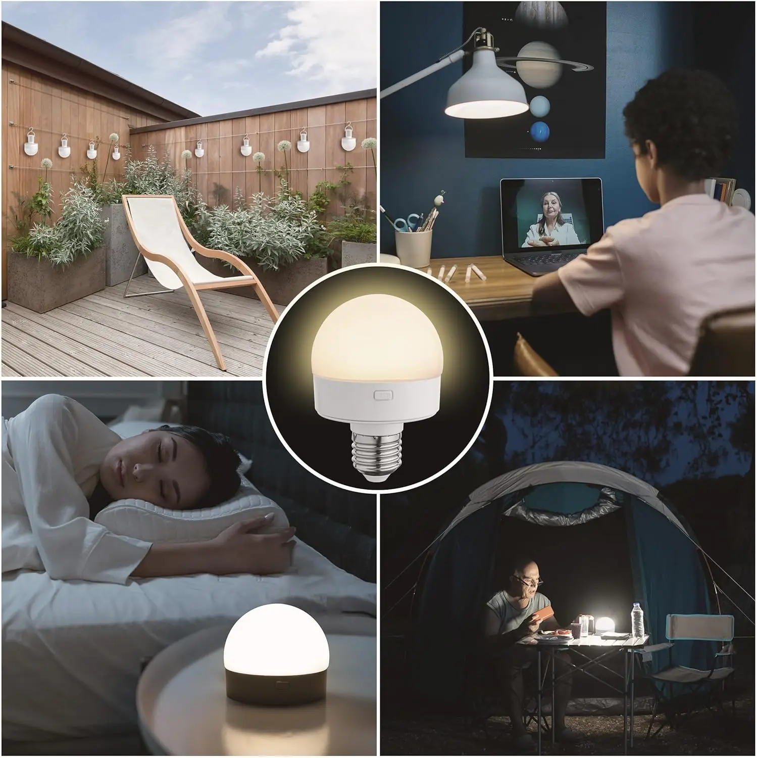 Quality Rechargeable 2-5W LED  Light Bulb with 7-15 Hours Remote Control for Multiple scenarios
