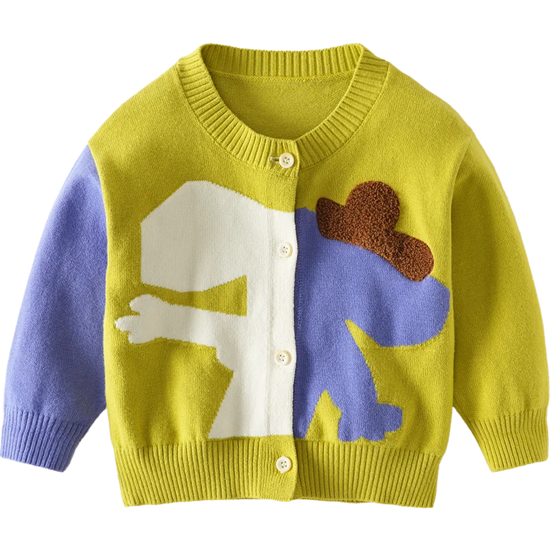 Wholesale Infant Toddlers Knitted Top Baby Girl Boy cardigan  Cotton Soft Sweater Children contrast Color Knitwear Winter Fall