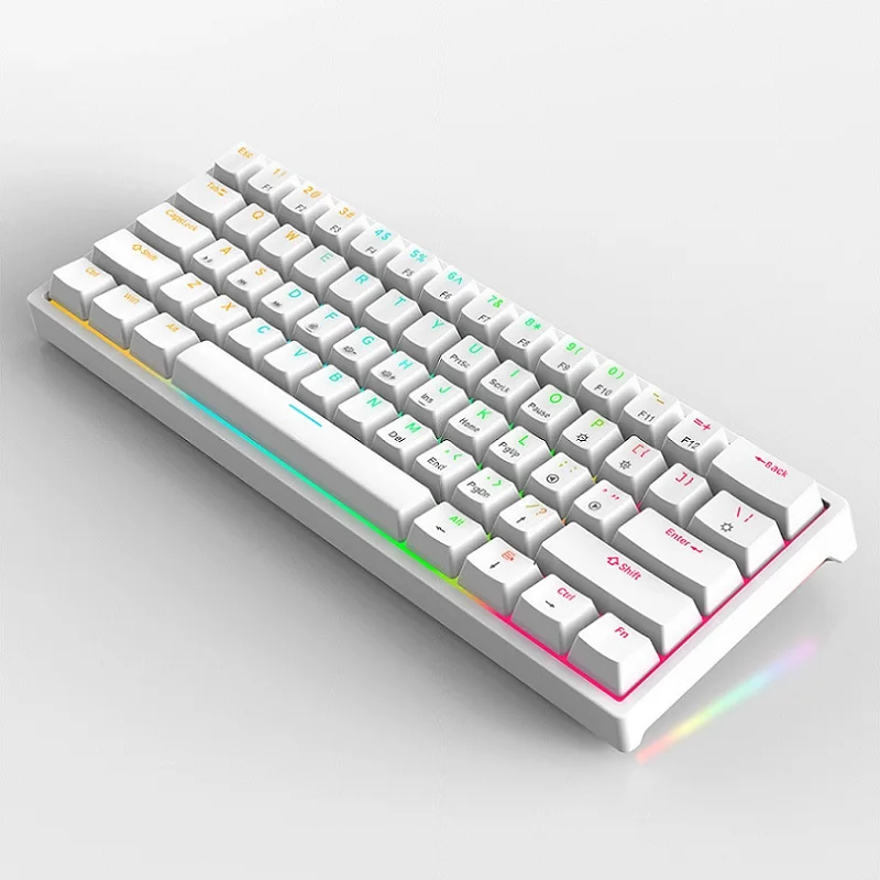 60% White Keyboard RGB 61 Keys PBT Computer Gaming Usb Wired Light Led Gamer Hot Swap Mechanical Keyboard