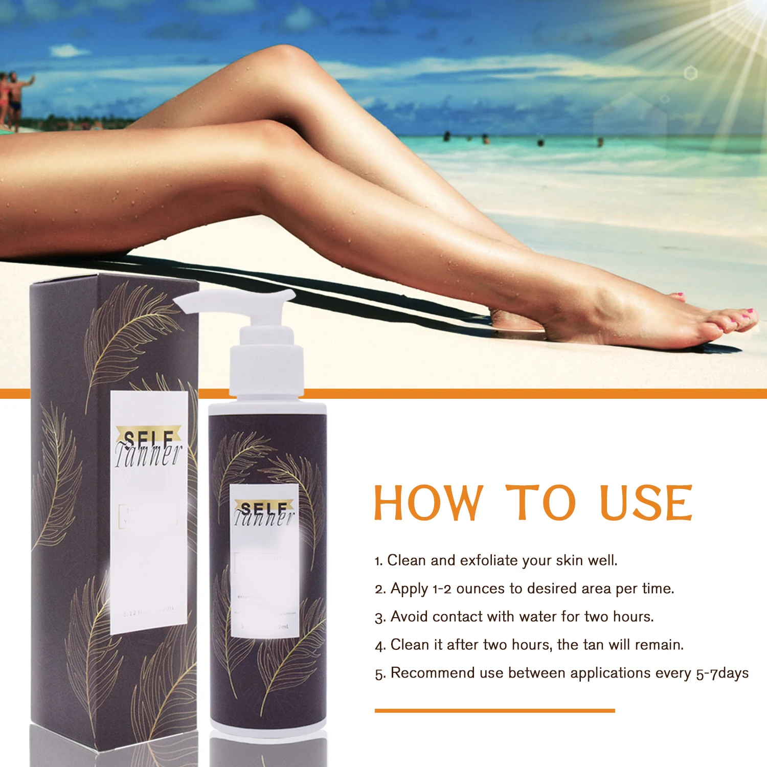 Private label  Hot selling  Self Tanner Self Tanning Lotion Bronze Quickly Coloring Face Body Natural Tan Cream 150ml