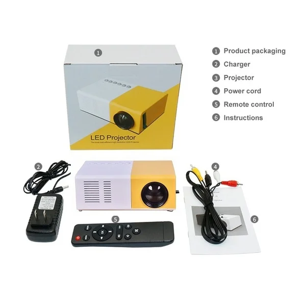 
2021 new drop shipping J9 LED Portable Pocket Mini Projector Home Media Movie Player Support 1080P HDMI-compatible/USB/AV/CVBS 