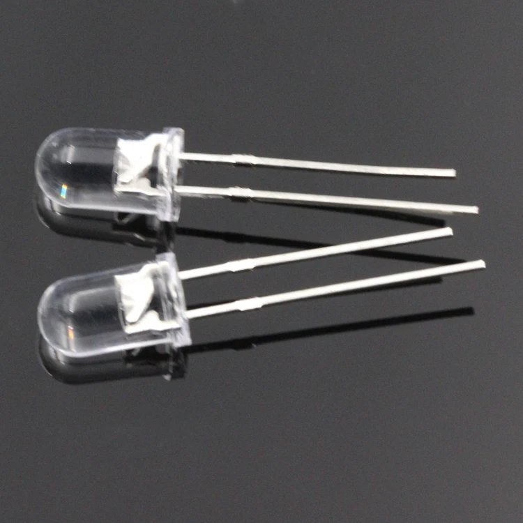 Светодиодные светоизлучающие диоды F5 / 5 мм, круглая головка, короткая ножка с краем, прозрачный белый свет, красный, синий, зеленый, желтый