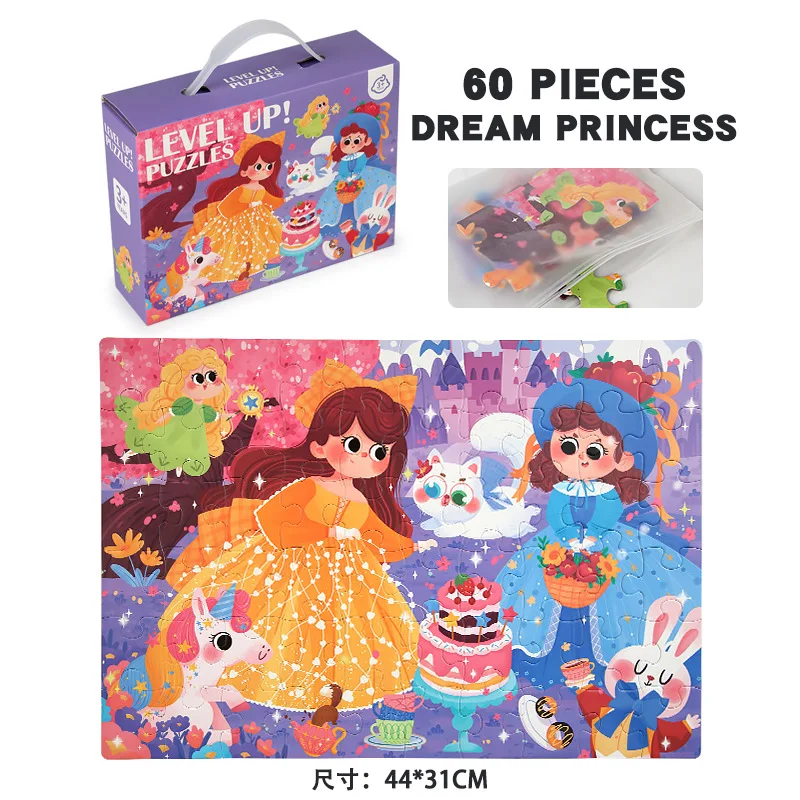 Wholesale  Fairy Tale Theme Paper Puzzle Hot Sale 60pcs Large Size  Jigsaw Puzzle For Christmas Day  Educational Gifts