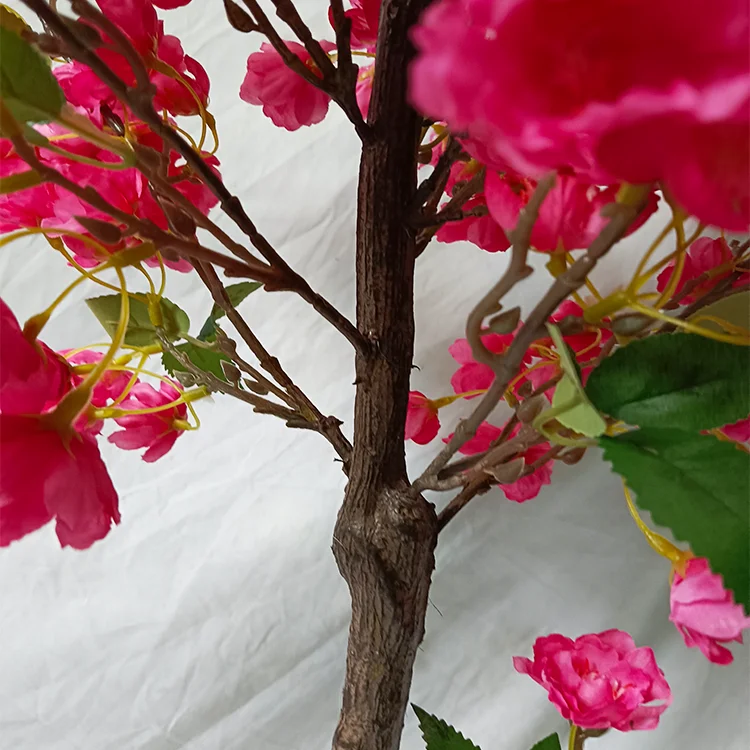 Artificial red cherry blossom tree  potted flowering plant bonsai tree for sale MY3109