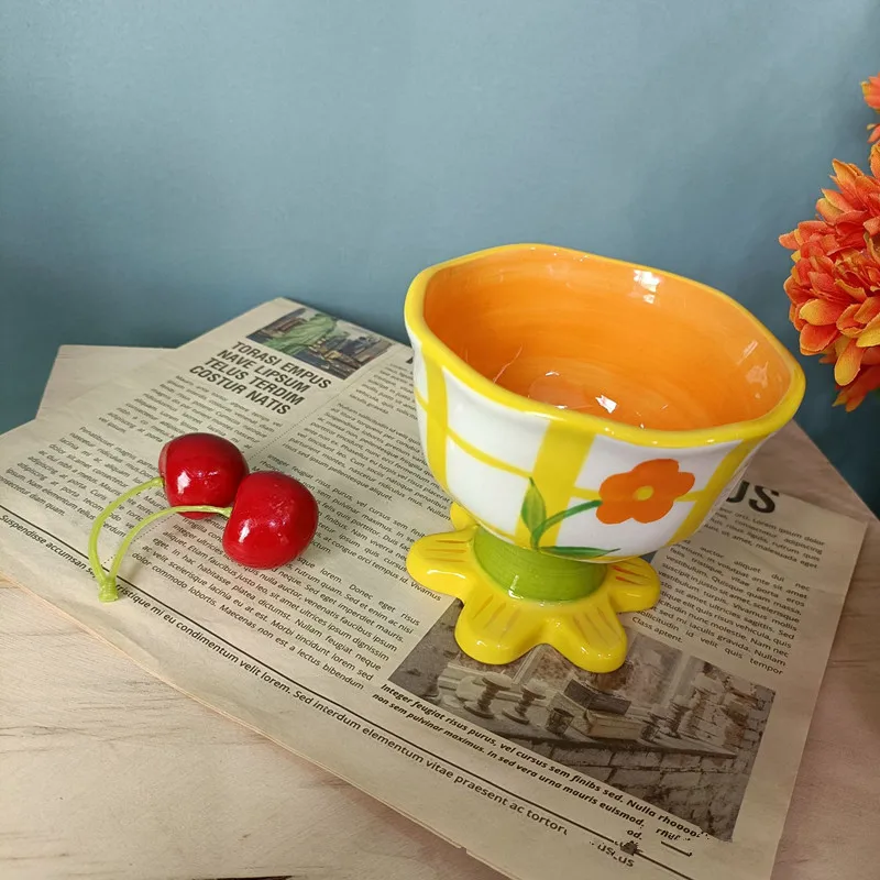 MSH Factory Direct Sales Custom Creative Ice Cream Ceramic Cup Lovely Home Ceramic Dessert Bowl