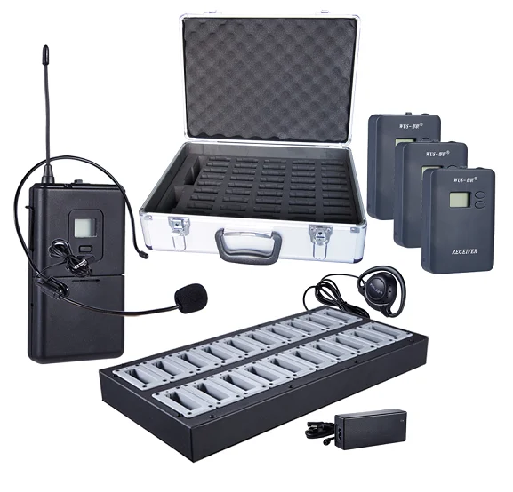 china factory price wireless tour guide walkietalkie 2 transmitter + 60 receiver for tour guide travel agency