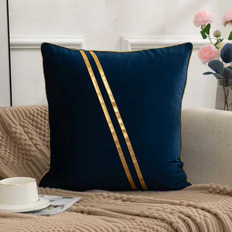 Throw Pillow Covers Soft Velvet Pillow Covers Patchwork Gold Leather Luxury Cushion Cover Square Pillow Cases for Home Decor