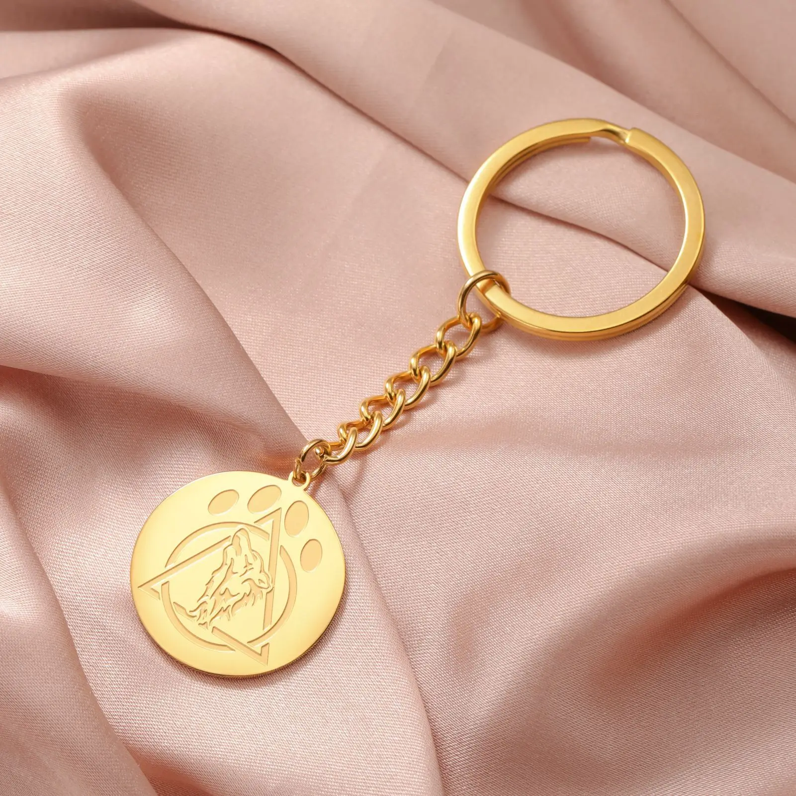 Scandinavian Therian Symbol Keychain Wolf Claw Protection Amulet Stainless Steel Pendant Keyring Accessories