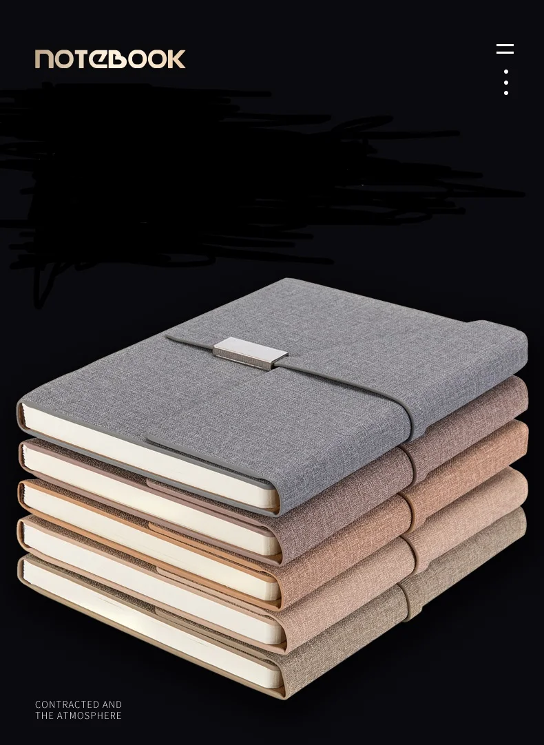 A5 Simple Style and Beautiful Cover Design Planner Notebook with Soft Touch Lamination Foil Stamp and pen