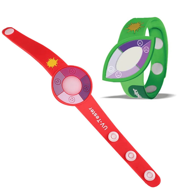 Wholesale Custom Outdoor UV Tester PVC Wrsitbands Ultraviolet Rays Sensor Indicator Detector Color Changing Silicone Bracelets