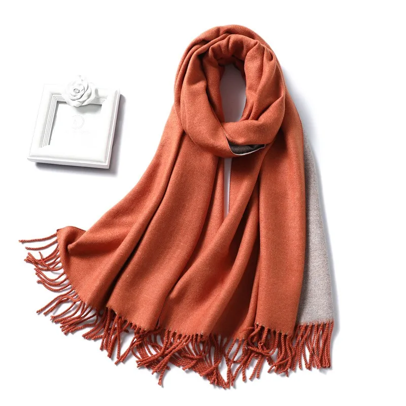 Factory wholesale 2023 High quality Thick Warm plain solid color cashmere feel acrylic scarf reversible pashmina scarf pashmina