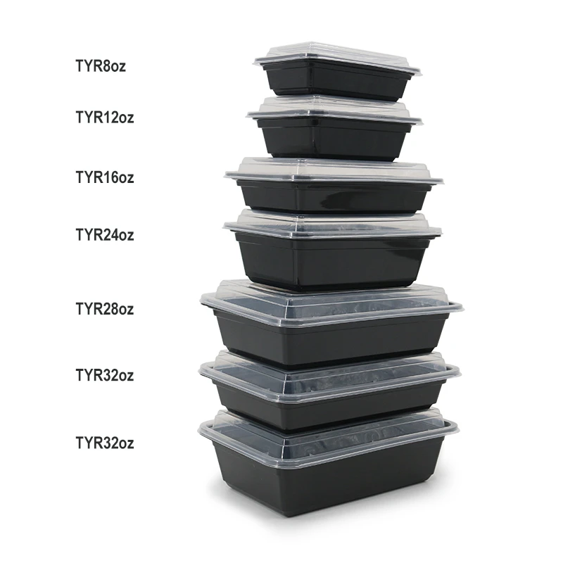 24oz 26oz 28oz 32oz Plastic Food Container Disposable Microwavable Food Storage Meal Prep Containers