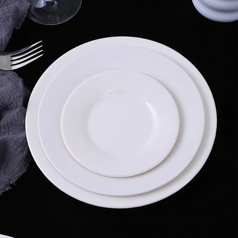 Factory Wholesale High Quality Melamine Dinner Plates Charger Plate Sets Dinnerware White Round Restaurant Tableware