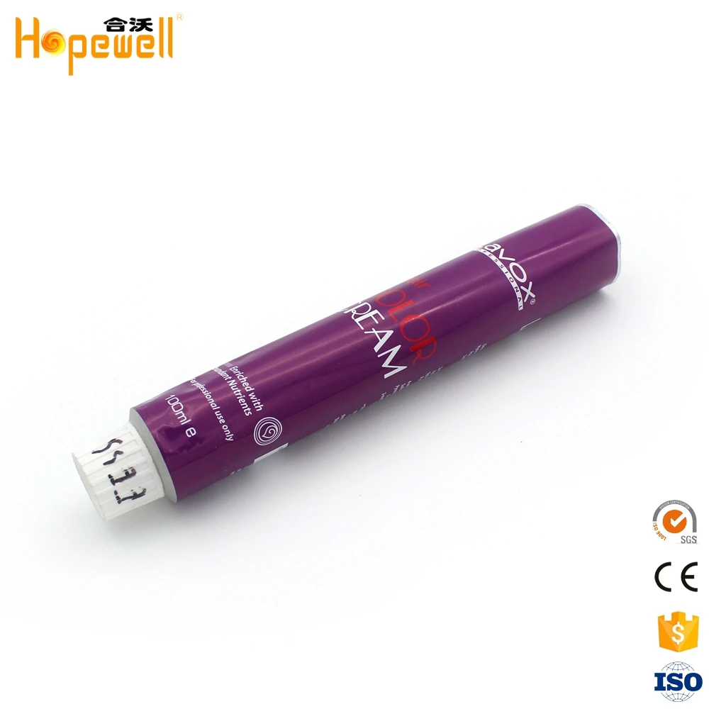 Personal care products packaging collapsible aluminum squeeze tube hair dye color cream cosmetic metal tube